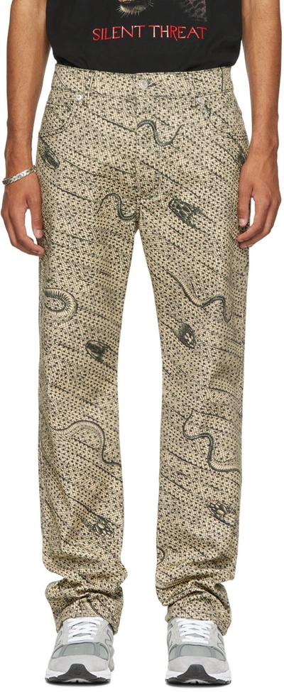 Lu'u Dan Beige Snake Jeans In Light Wrapped Snakes