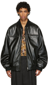 LU'U DAN BLACK REVERSIBLE FAUX-LEATHER BOMBER JACKET