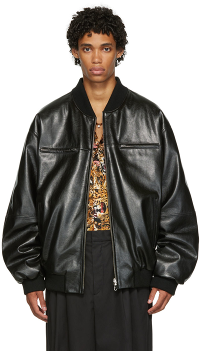 Lu'u Dan Black Reversible Faux-leather Bomber Jacket
