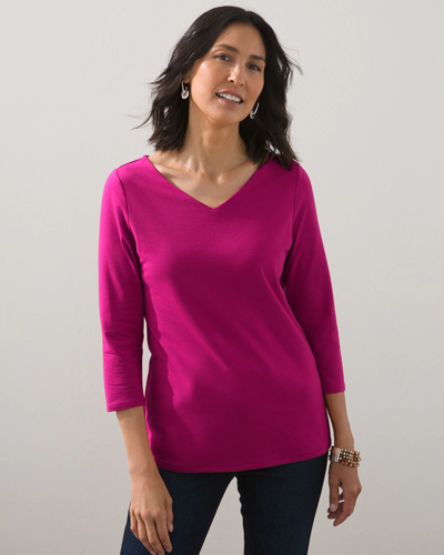 Chico's Touch Of Cool High Wide V-neck Tee In Orchid Flower