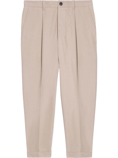 Ami Alexandre Mattiussi Tapered Cropped Trousers In Beige