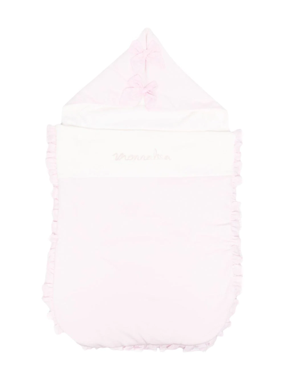 Monnalisa Embroidered-logo Sleeping Bag In Pink