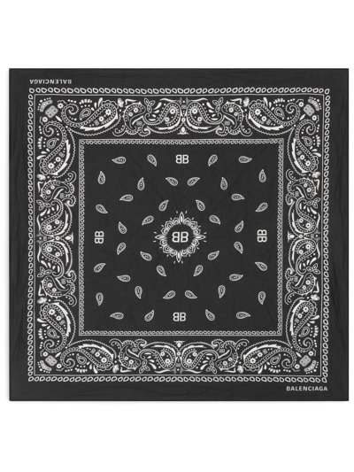 Balenciaga Bandana-print Scarf In Black
