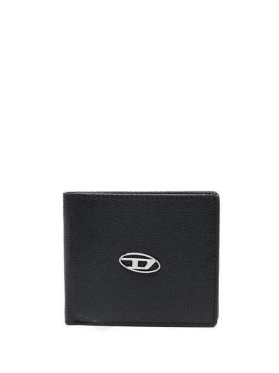 Diesel Logo-plaque Detail Bi-fold Wallet In Black