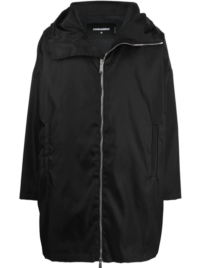 Dsquared2 X Ibrahimović Logo-print Hooded Coat In Black