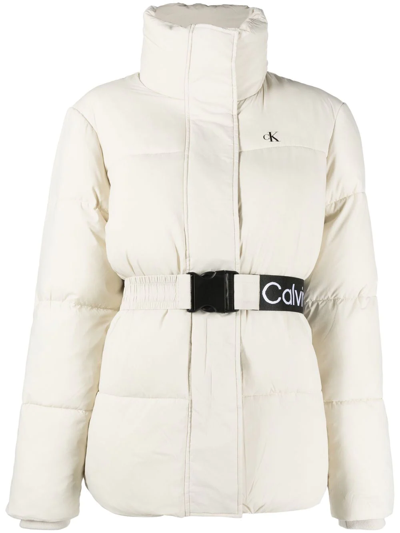 Calvin Klein Jeans Est.1978 Funnel-neck Padded Jacket In White