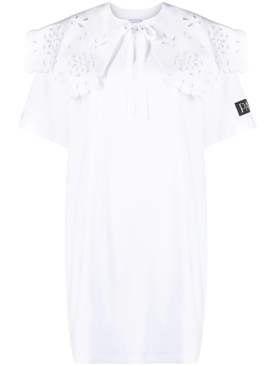 Patou 可拆卸衣领t恤式连衣裙 In White