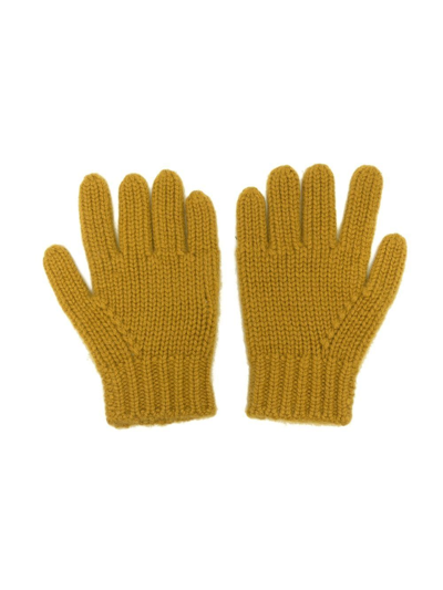 Bonpoint Kids' Birk Chunky Rib-knit Gloves In Yellow