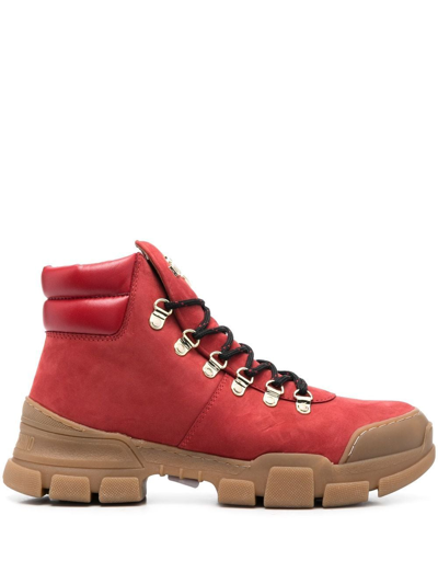 Love Moschino Logo-plaque 50mm Hiking Boots In Red