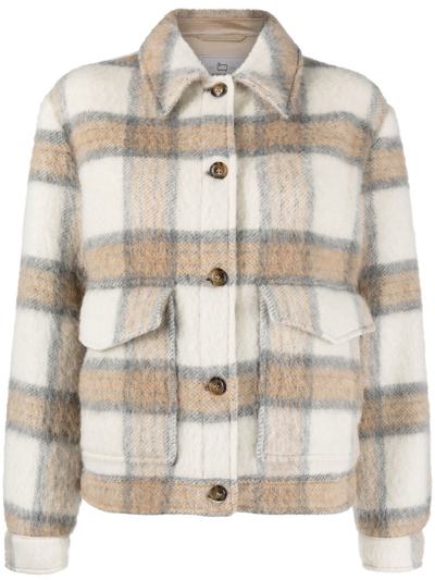 Woolrich Check-pattern Buttoned Shirt Jacket In Beige