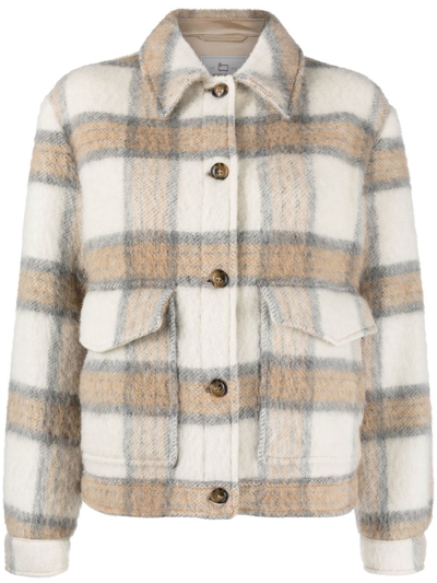 Woolrich Check-pattern Buttoned Shirt Jacket In Neutrals