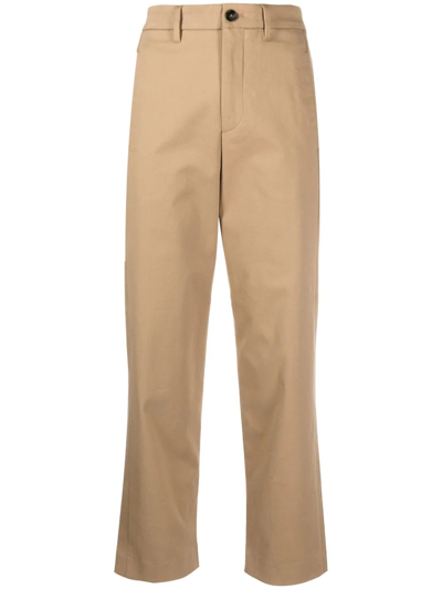 Woolrich Belted Straight Trousers In Brown