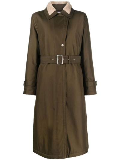 Woolrich Latimore Belted Coat In Green