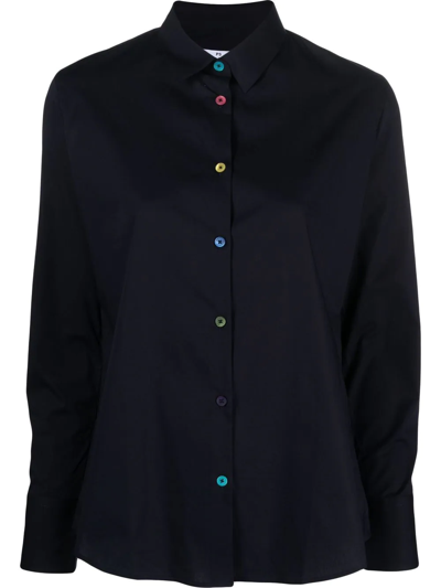 Ps By Paul Smith Cotton Shirt With Cuff Detail In Blue