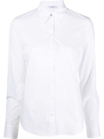 Ps By Paul Smith Slim Shirt With Cuff Detail In White