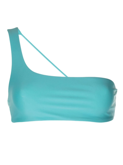 Jade Swim Apex One-shoulder Bikini Top In Bright Blue Sheen