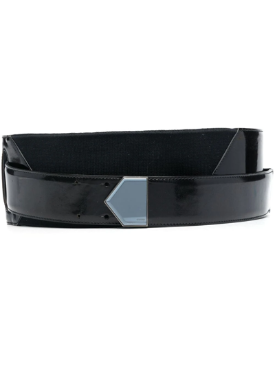 Pre-owned Gucci 2000s Arrow Plaque High-shine Belt In Black