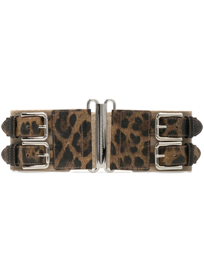Pre-owned Dolce & Gabbana 2000s Leopard-print Belt In Neutrals