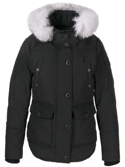 Moose Knuckles Anguille Hooded Down Jacket In Blk W/frost