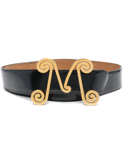 Pre-owned Moschino 2000s Logo-buckle Belt In Black