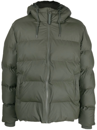 Rains Padded Hooded Jacket In Green