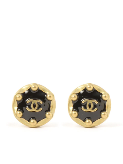 Pre-owned Chanel 1994 Cc Clip-on Earrings In Gold