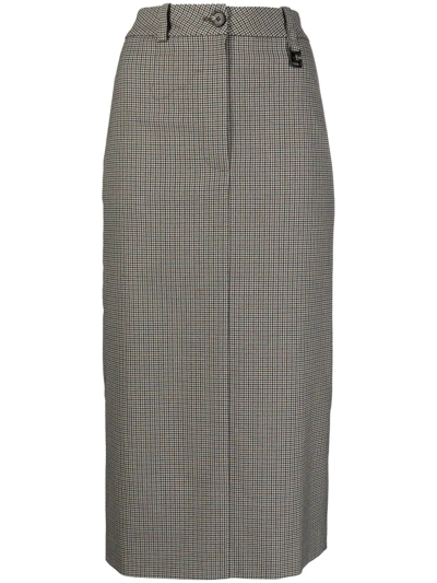 Low Classic Checked Pencil Skirt In Multicolour