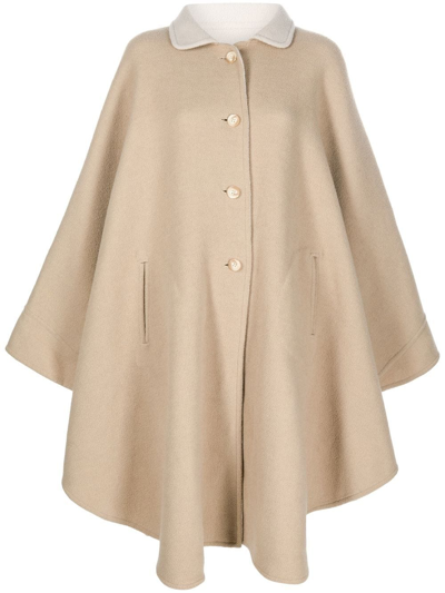 Pre-owned A.n.g.e.l.o. Vintage Cult 1970s Reversible Cape Coat In Neutrals
