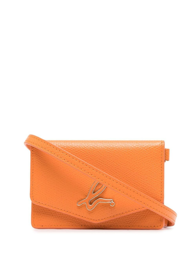 Agnès B. Grained-effect Foldover Wallet In Orange