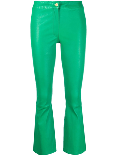Arma Cropped Leather Trousers In Green