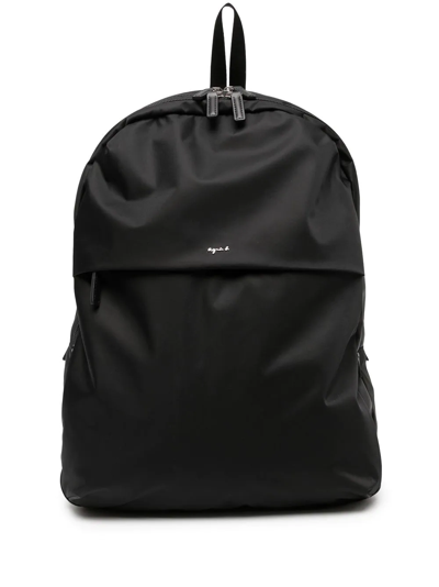 Agnès B. Logo-plaque Backpack In Black