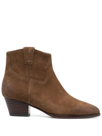Ash Pointed-toe Suede Ankle Boots In Brown