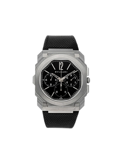 Pre-owned Bvlgari  Octo Finissimo Chronograph Gmt 42mm In Black