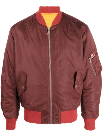 Diesel Logo-patch Zip-front Jacket In Red