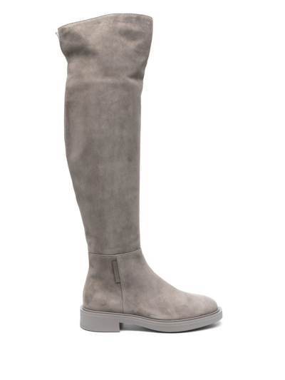 Gianvito Rossi Lexington Over-the-knee Suede Boots In Grey
