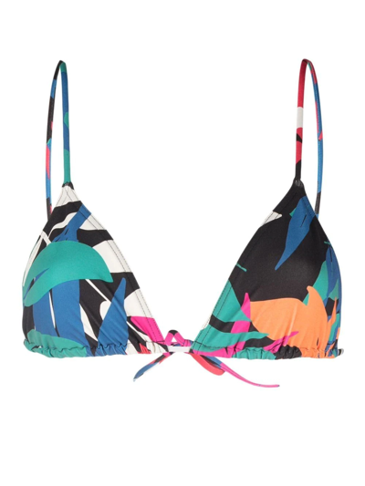 Eres Lentisque Abstract-print Bikini Top In Green