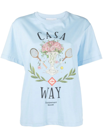 Casablanca Casa Way Print Jersey T-shirt In Blue