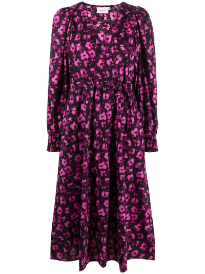 Gestuz Long-sleeve Floral-print Dress In Pink