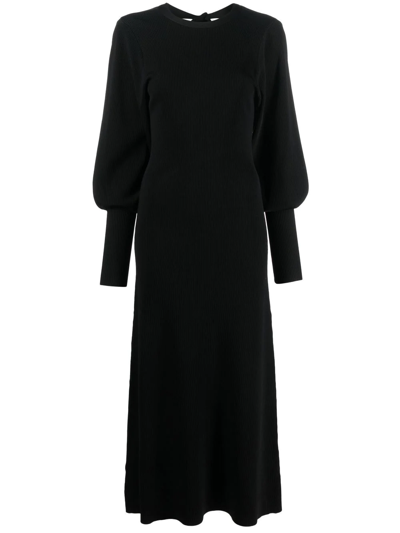 Gestuz Open-back Rib-knit Dress In Black