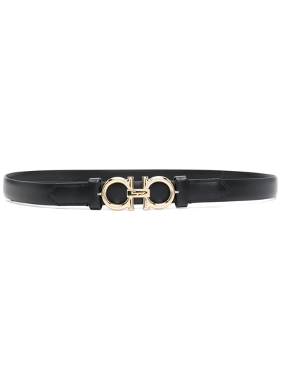 Ferragamo Gancini-buckle Leather Rolo Belt In Black