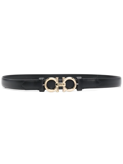 Ferragamo Gancini-buckle Leather Rolo Belt In Nero