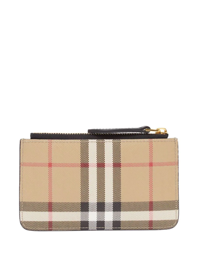 Burberry Vintage Check Leather Card Case In Brown