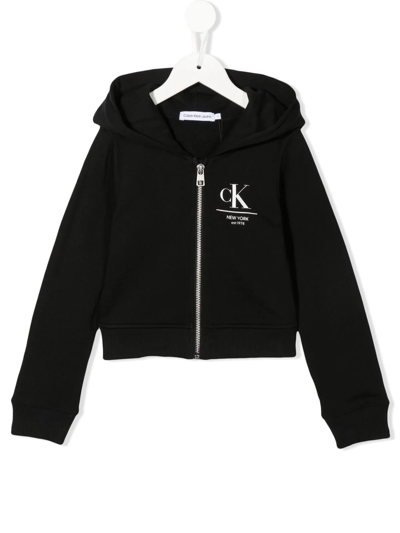 Calvin Klein Kids' Logo-print Cotton Hoodie In Black