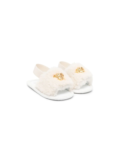 Versace Babies' Medusa Head-plaque Sandals In Neutrals