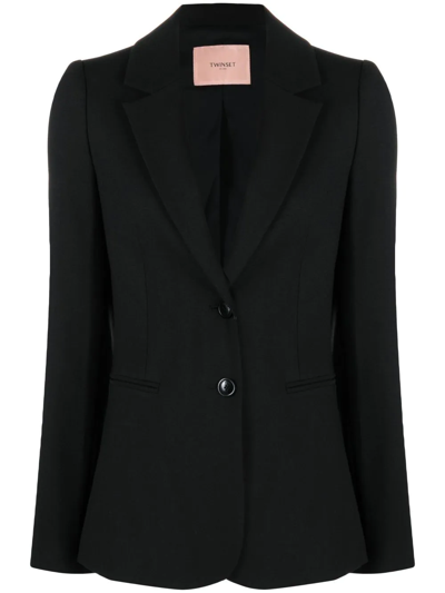 Twinset Black Wool Blend Single-breasted Jacket