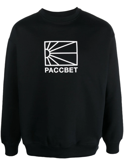 Paccbet Logo Print Cotton Sweatshirt In Black