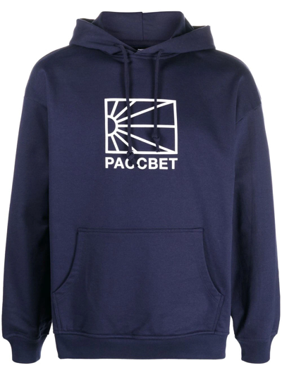 Paccbet Logo-print Drawstring Hoodie In Blu