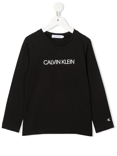 Calvin Klein Kids' Logo-motif Cotton T-shirt In Black