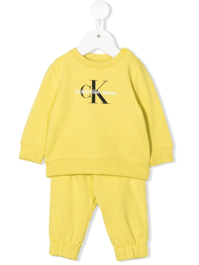 Calvin Klein Kids' Logo-print Tracksuit In Yellow