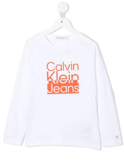 Calvin Klein Kids' Logo-print Cotton T-shirt In White